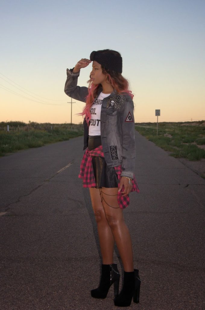 back to school outfit pink hair plaid allthingsslim