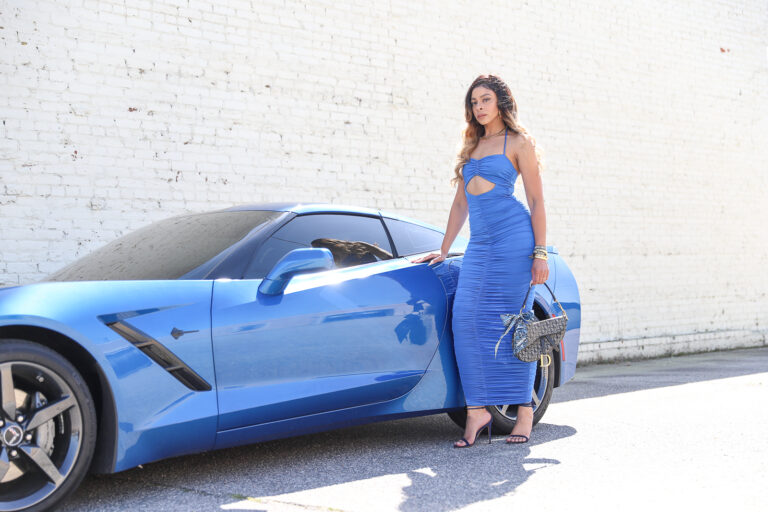 Little Blue Corvette With A Maxi Dress To Match