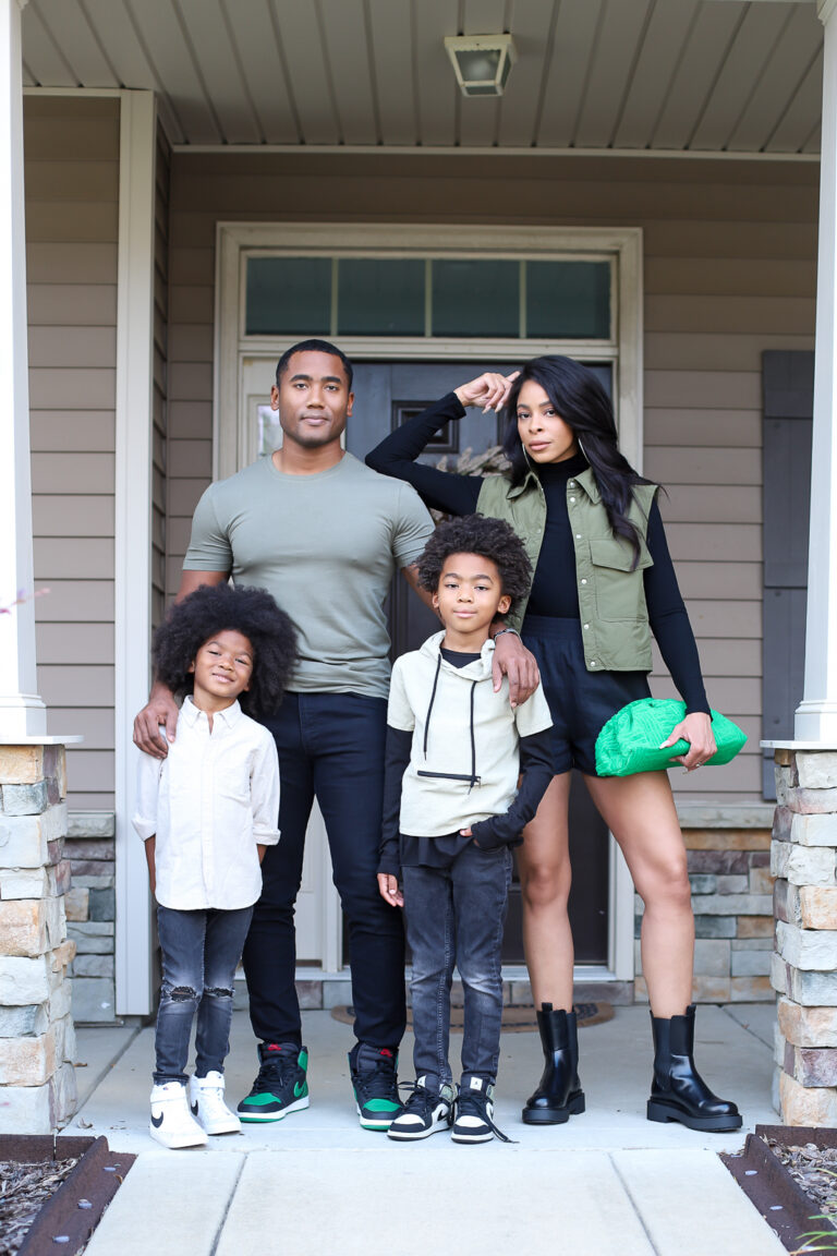 Black And Green Family Outfit