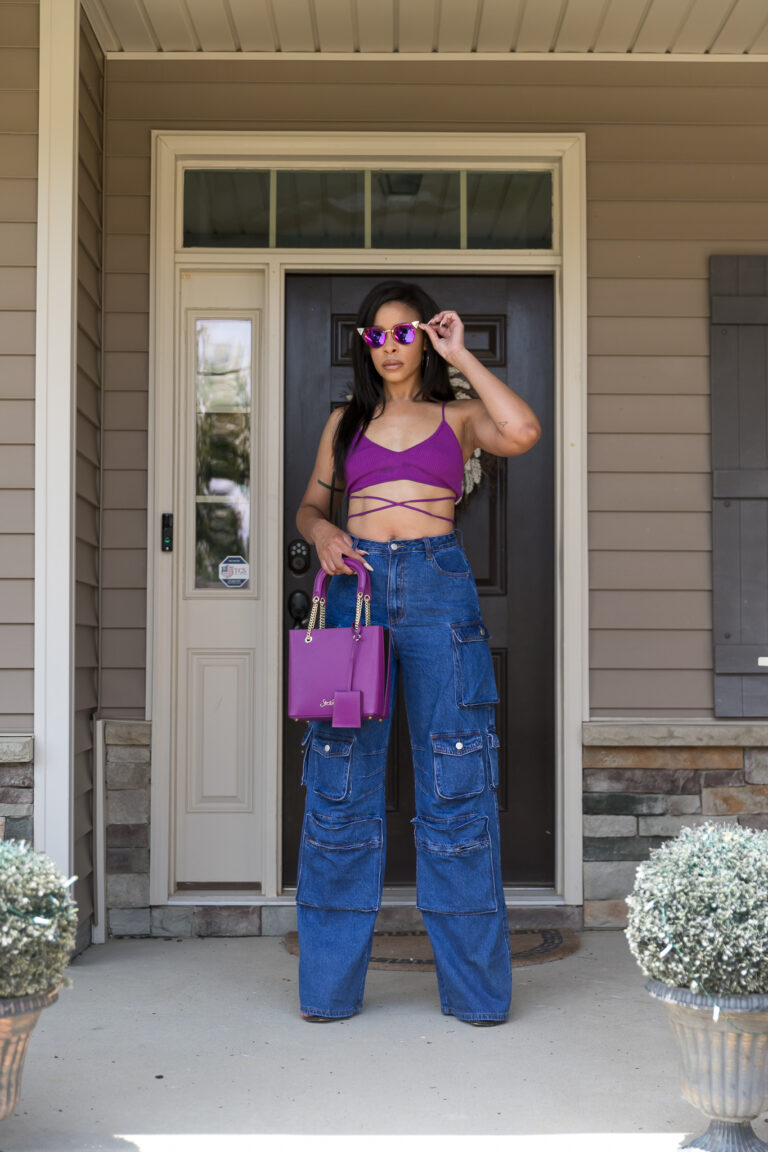 Cargo Jeans And A Pop Of Purple